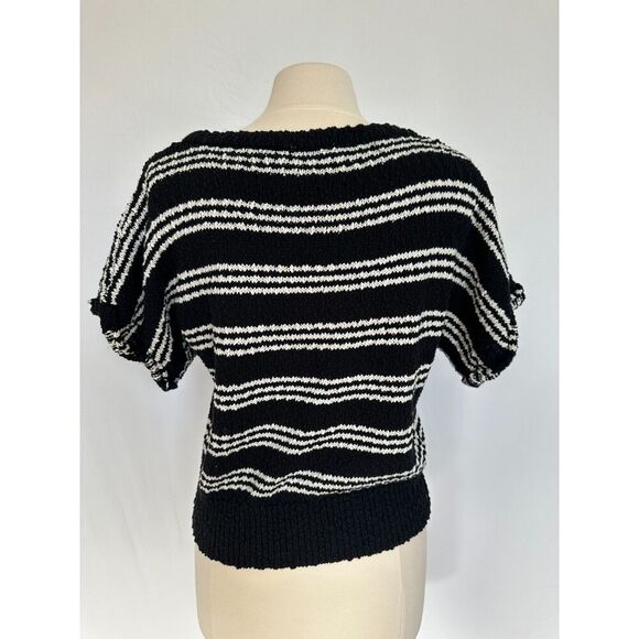 Callahan Black and White Striped Knit Top Size Medium - Picture 6 of 7